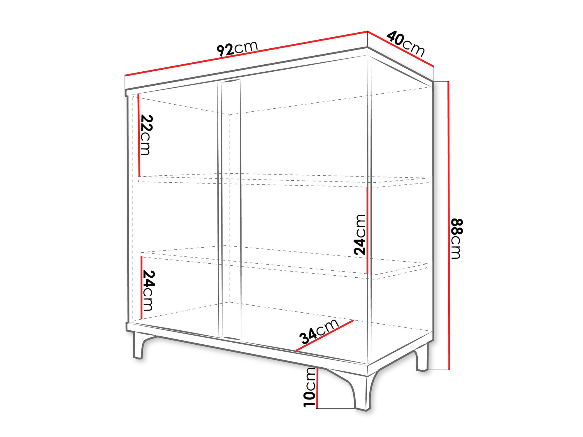 Skænk Livseri 102 (Hvid + Glansfuld hvid + Lyst træ)