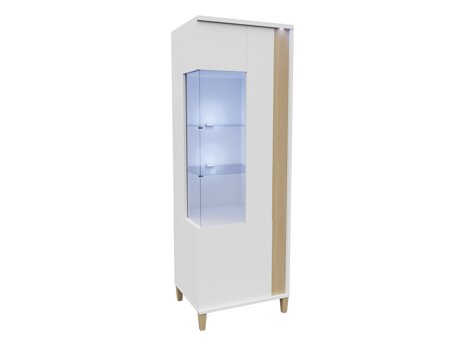 Boekenkast Florem I (Wit + Glanzend wit + Licht hout)