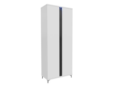 Kledingkast Florem (Wit + Glanzend wit + Glanzend zwart)