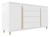 Ladekast Florem (Wit + Glanzend wit + Licht hout)