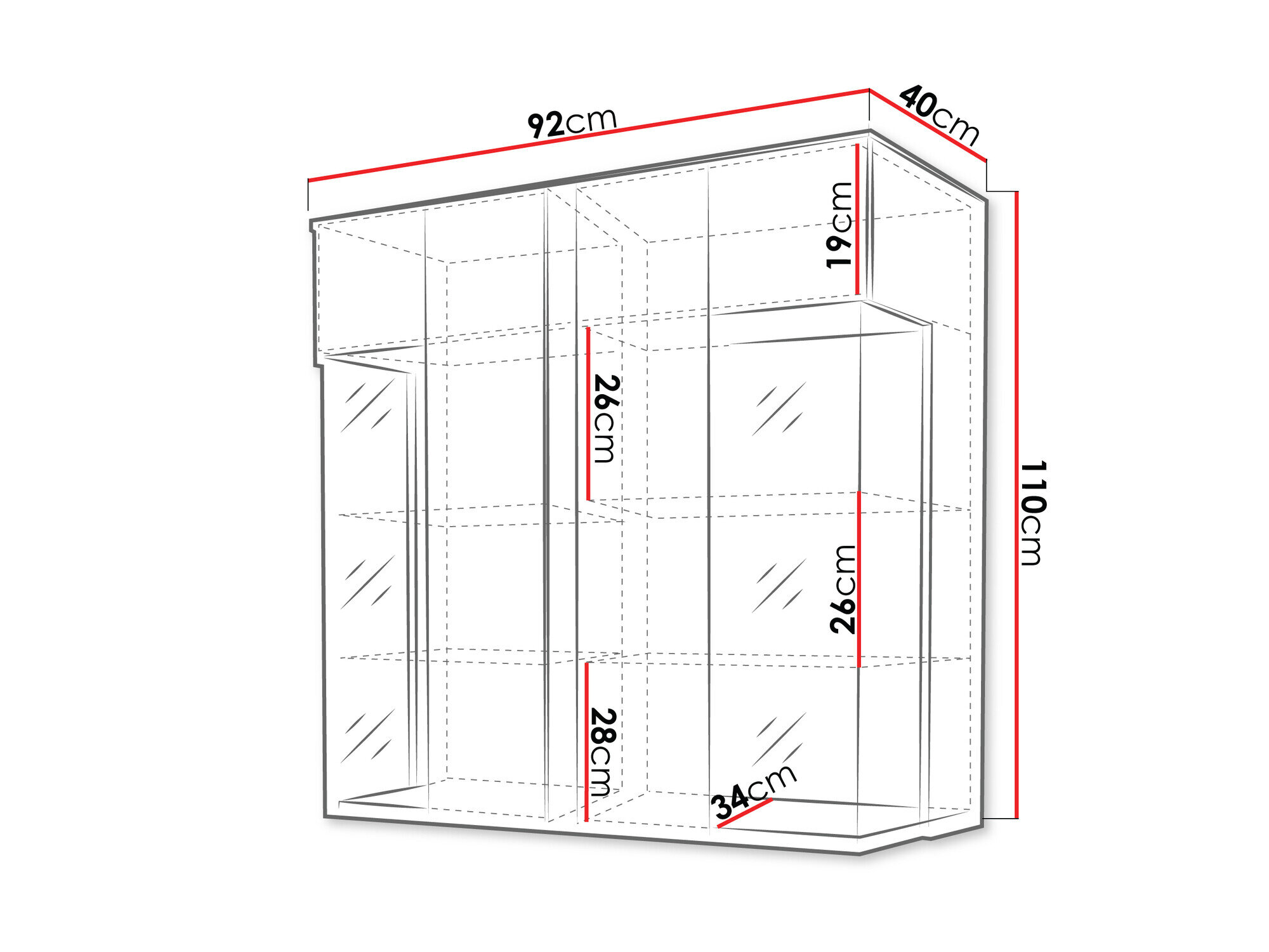 Skænk Florem III (Hvid + Glansfuld hvid + Lyst træ)
