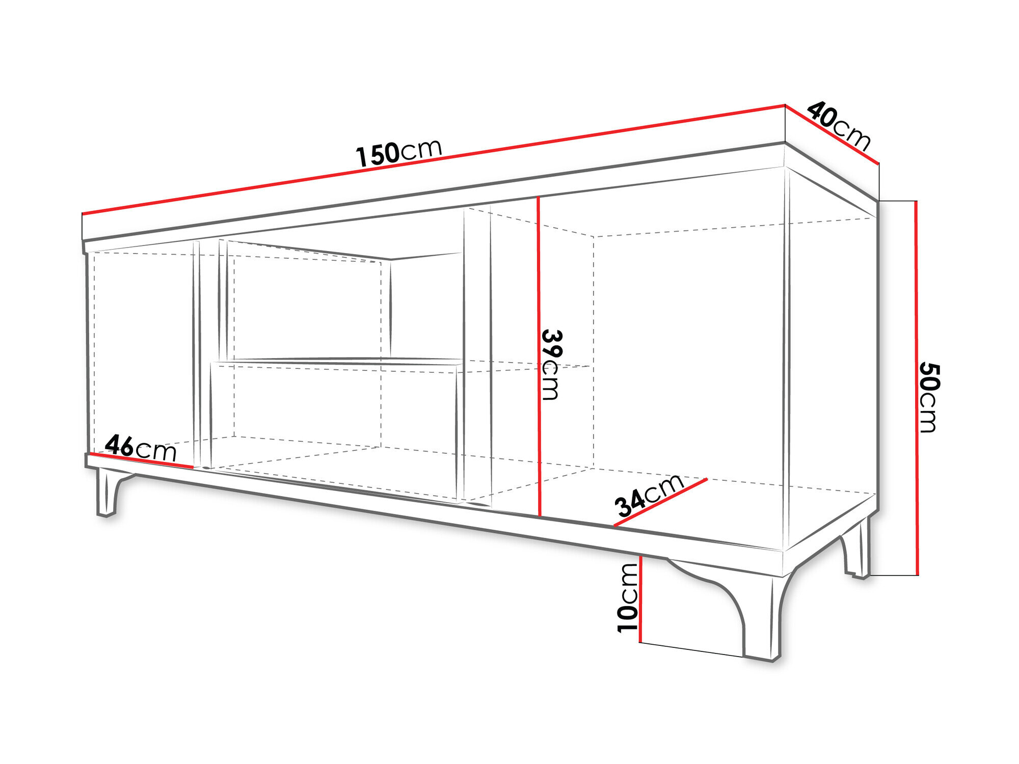TV-bord Florem (Hvid + Glansfuld hvid + Blank sort)