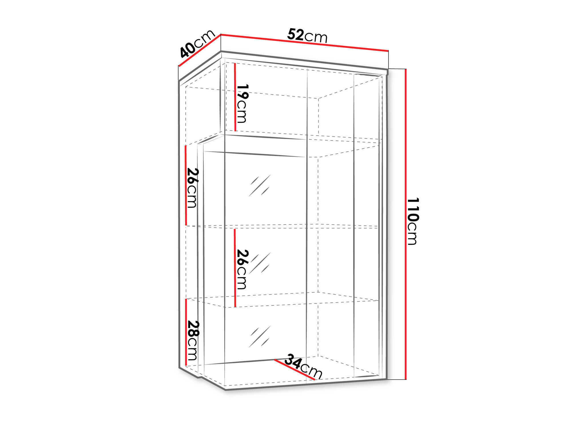 Vægskab Livseri 106 (Hvid + Glansfuld hvid + Blank sort)