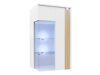 Wandkast Florem I (Wit + Glanzend wit + Licht hout)