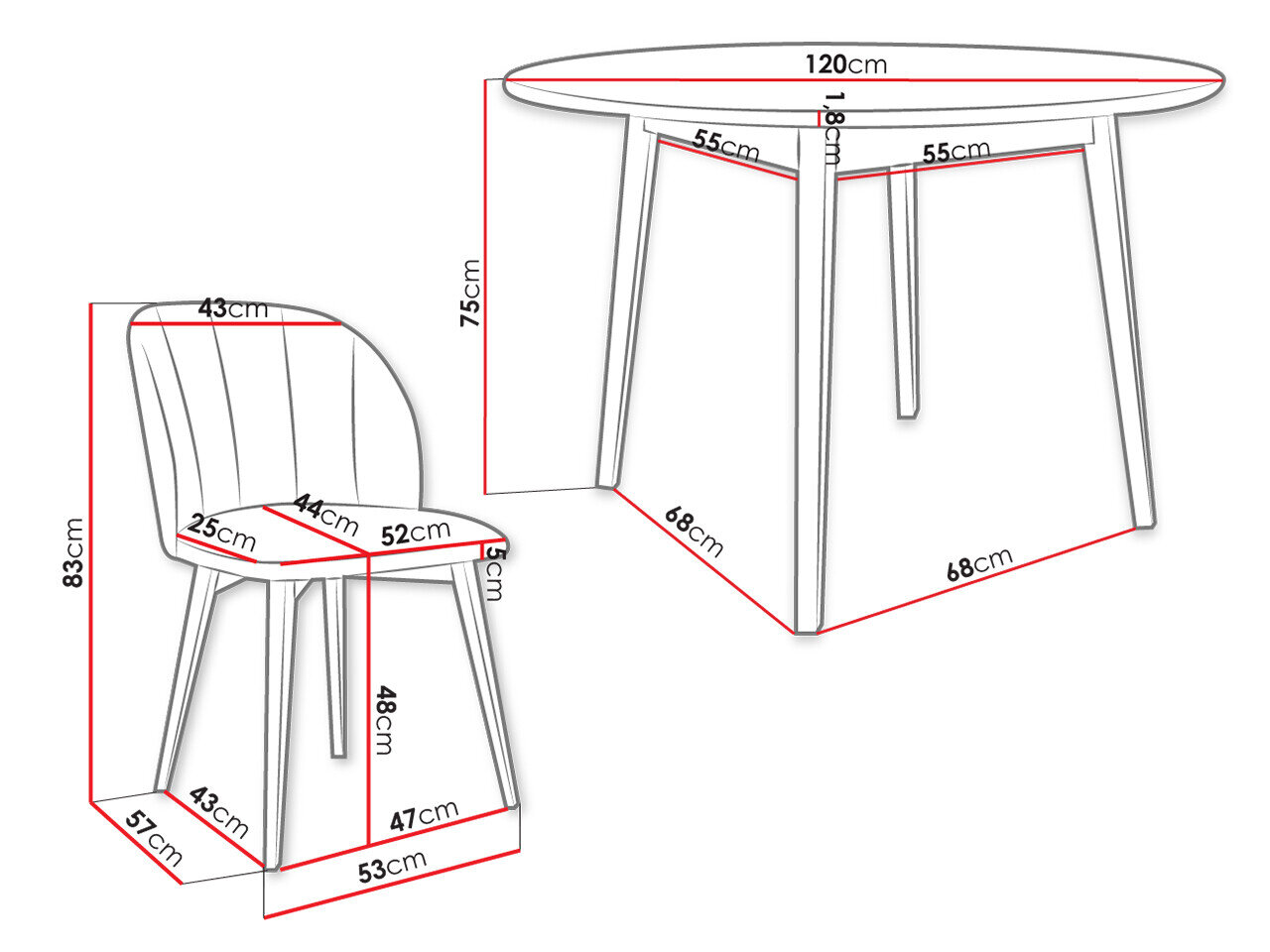 Spisestuesæt Racine 136 (Sort)