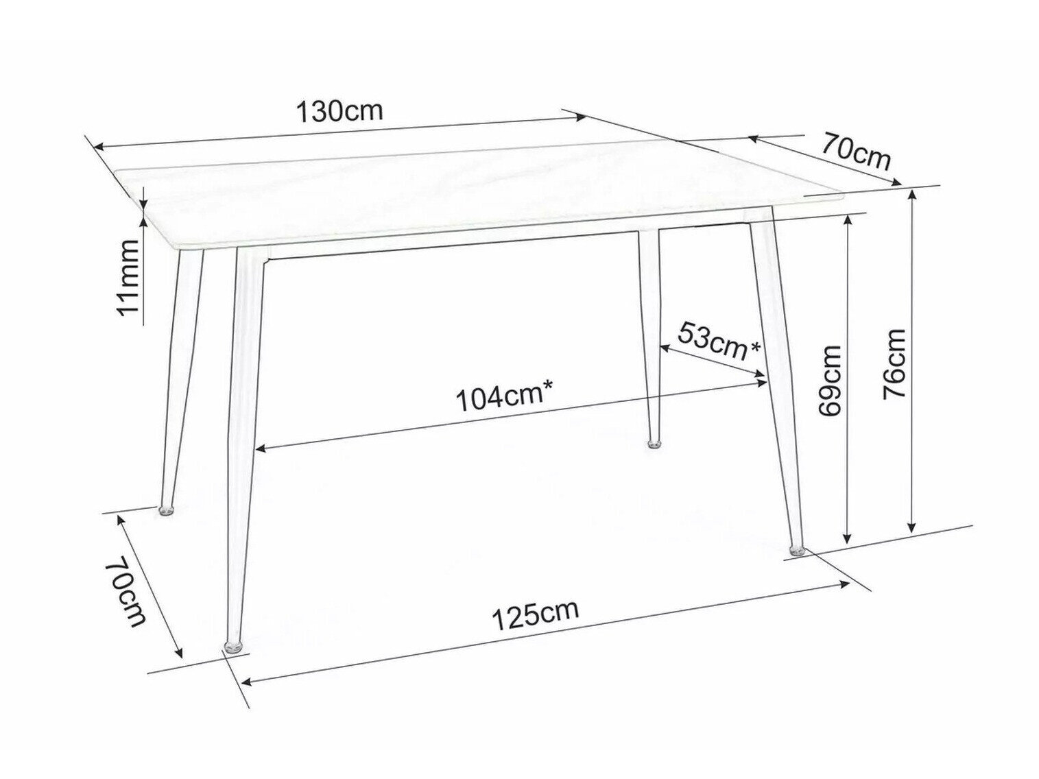 Bord Detroit 779 (Hvid marmor)