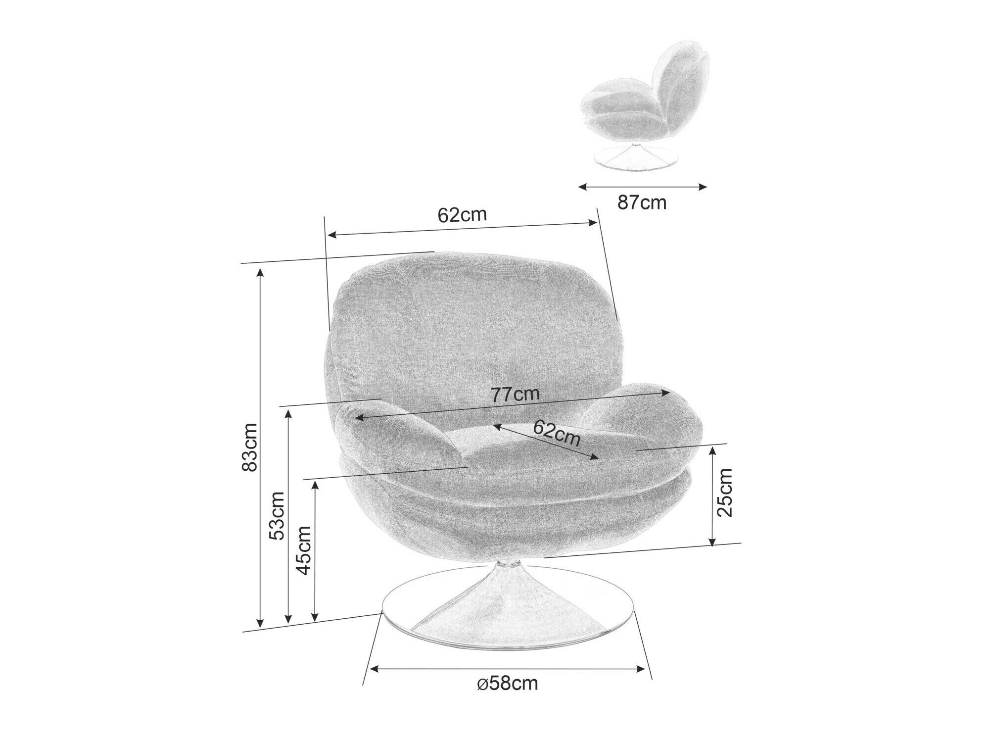 Lænestol Detroit 700 (Mørkegul)