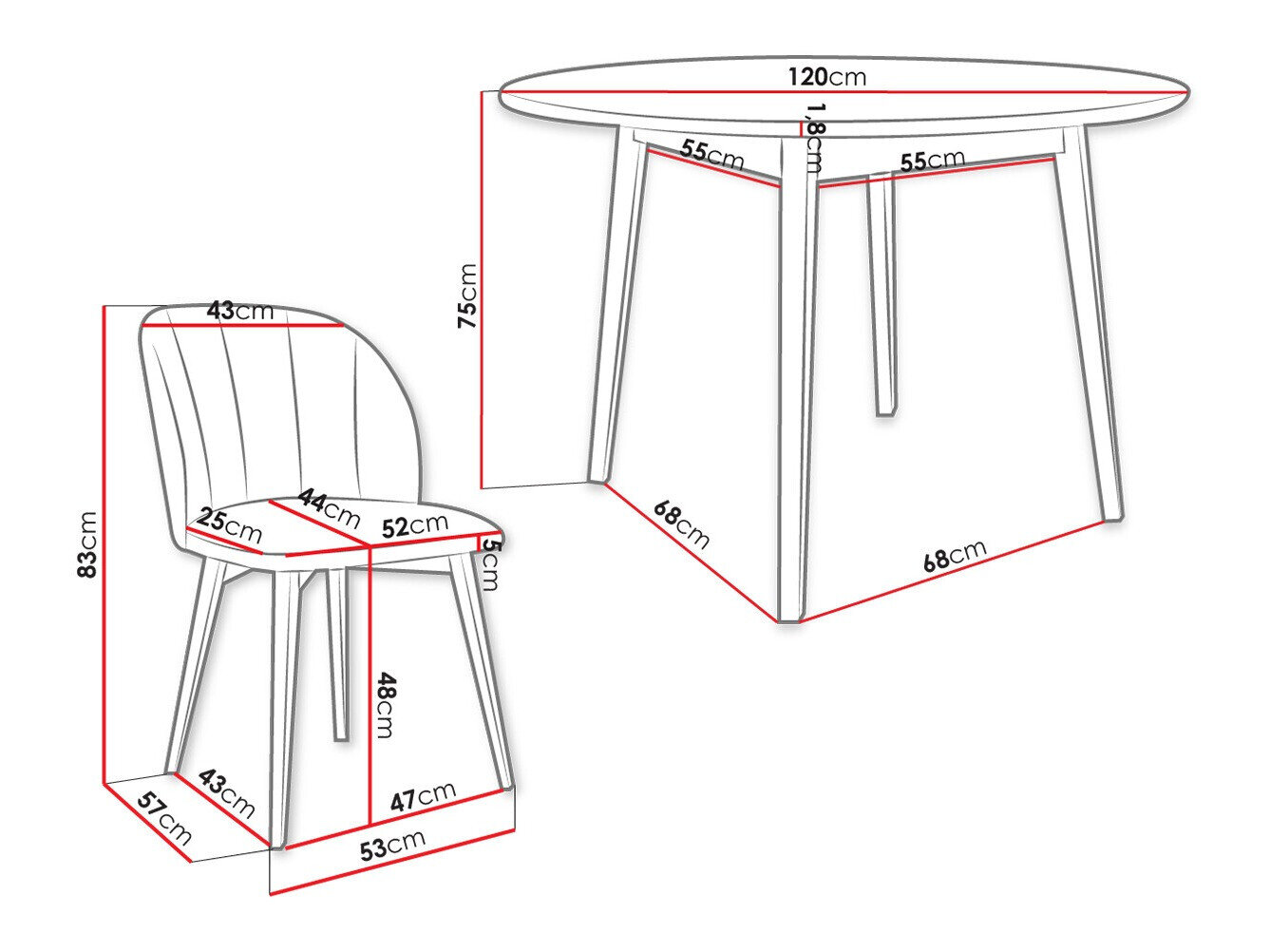 Spisestuesæt Racine 136 (Brun)