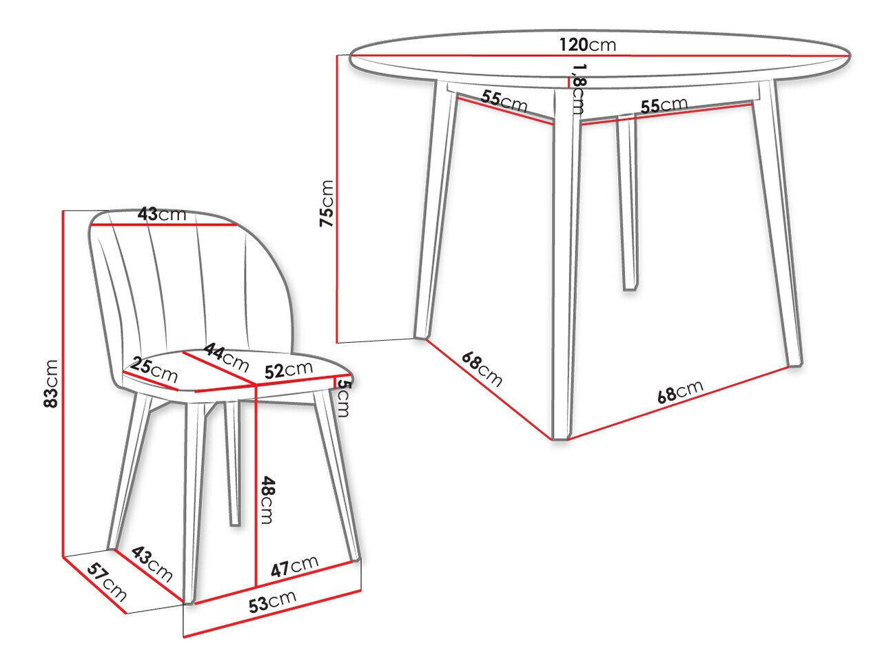 Spisestuesæt Racine 136 (Sort)