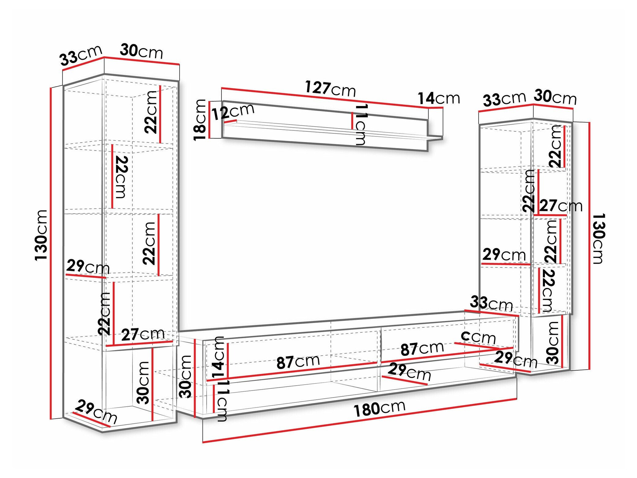 Stuemøbelsæt Sarasota 176 (Wotan eg + Glansfuld hvid)
