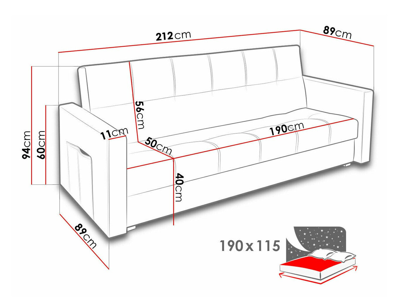 Slaapbank Edinburg 104 (Inari 80)