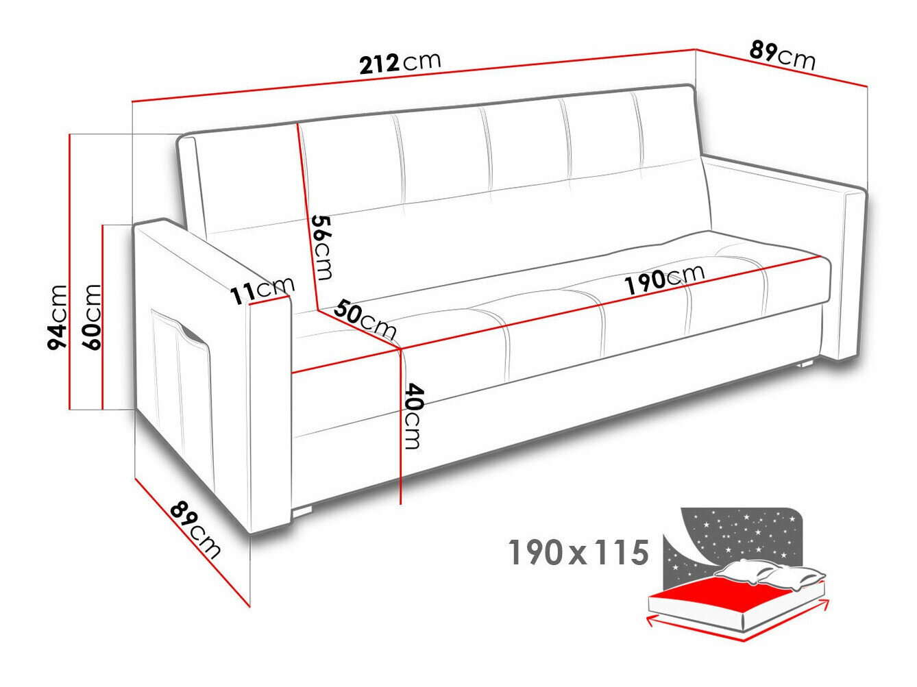 Slaapbank Edinburg 104 (Inari 95)