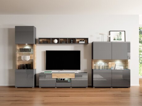 Stuemøbelsæt Torsone 104 (Antracit + Gloss antracit + Grandson eg)