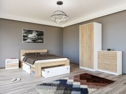 Set za spavaću sobu Novsore 147 (Bijela + Sonoma hrast)
