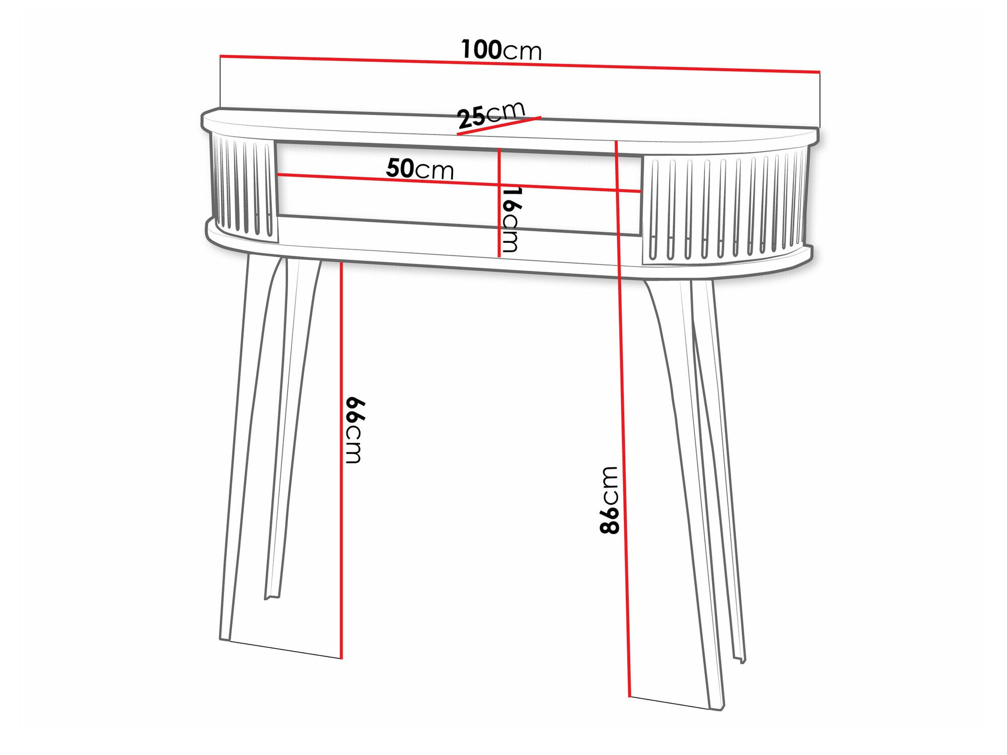 Konsolbord Vitum I (Gylden + Hvid)