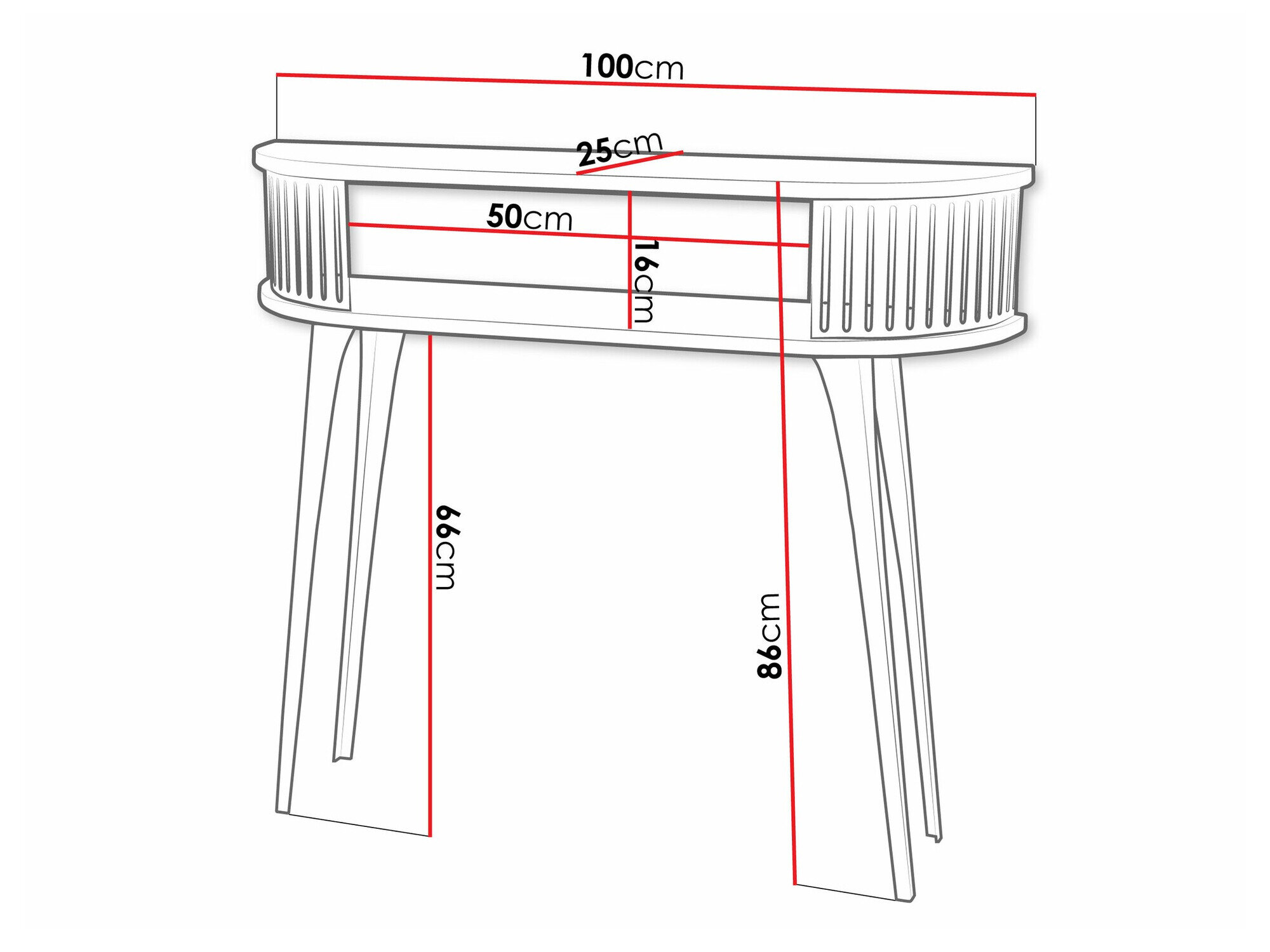 Konsolbord Vitum (Sort + Craft gylden eg)