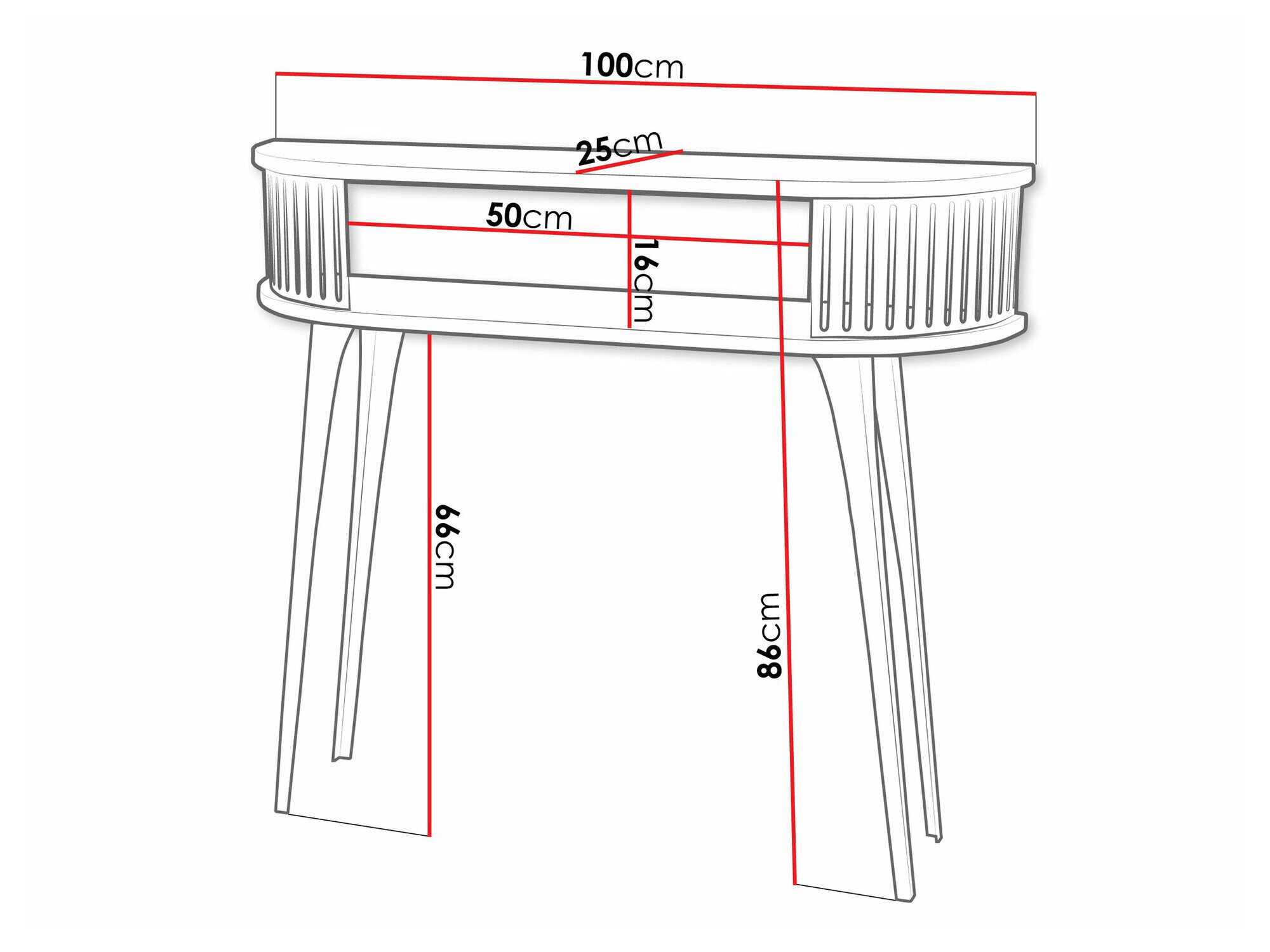 Konsolbord Vitum (Sort + Sort marmor)