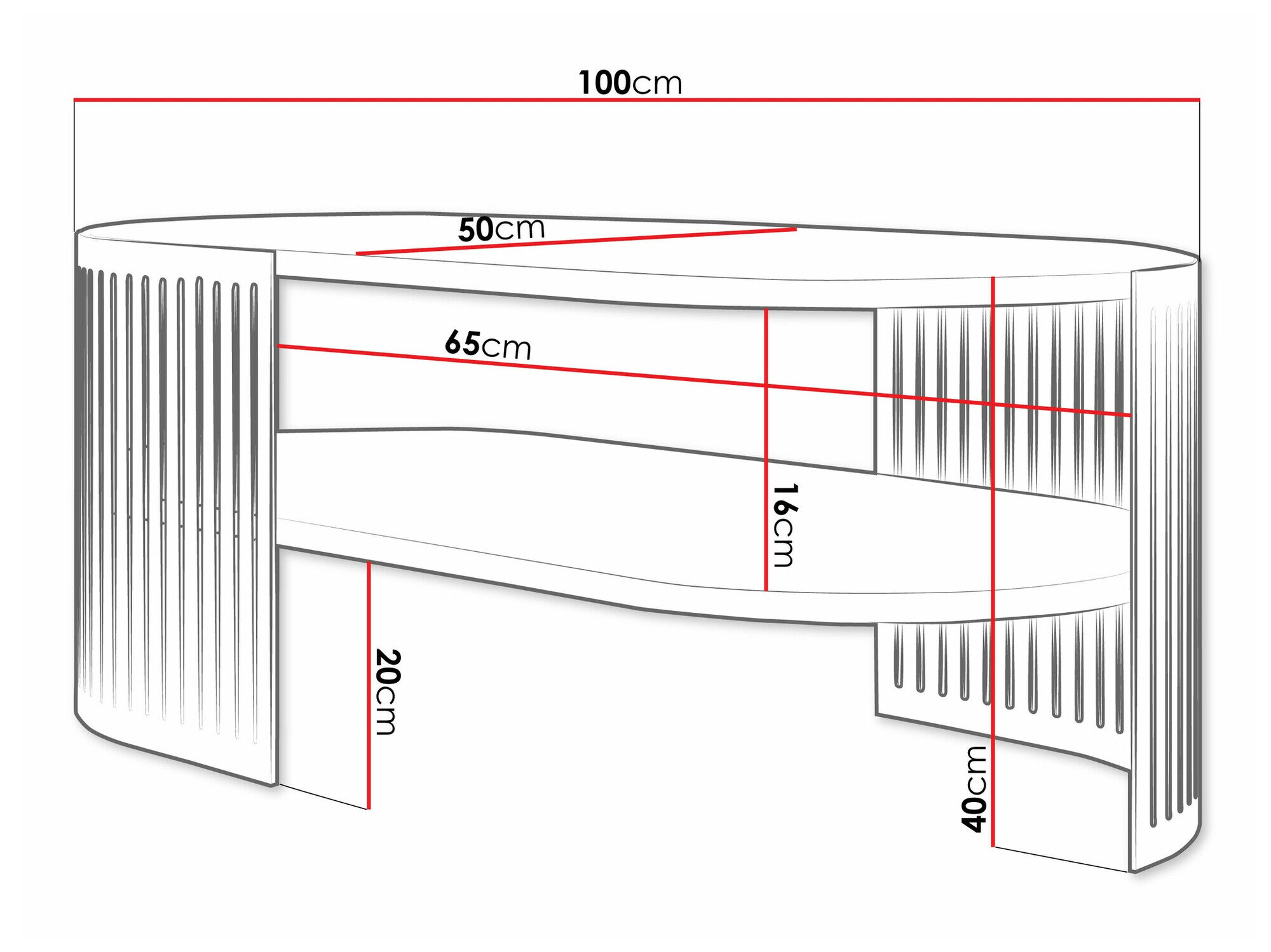 Sofabord Civer VI (Sort + Hvid marmor)