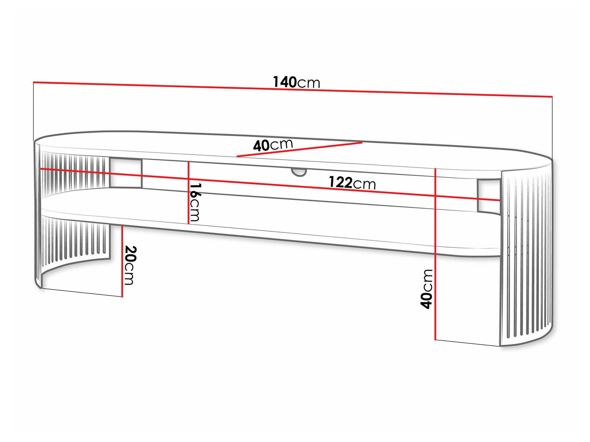 TV-bord Evanola 109 (Sort + Hvid marmor)