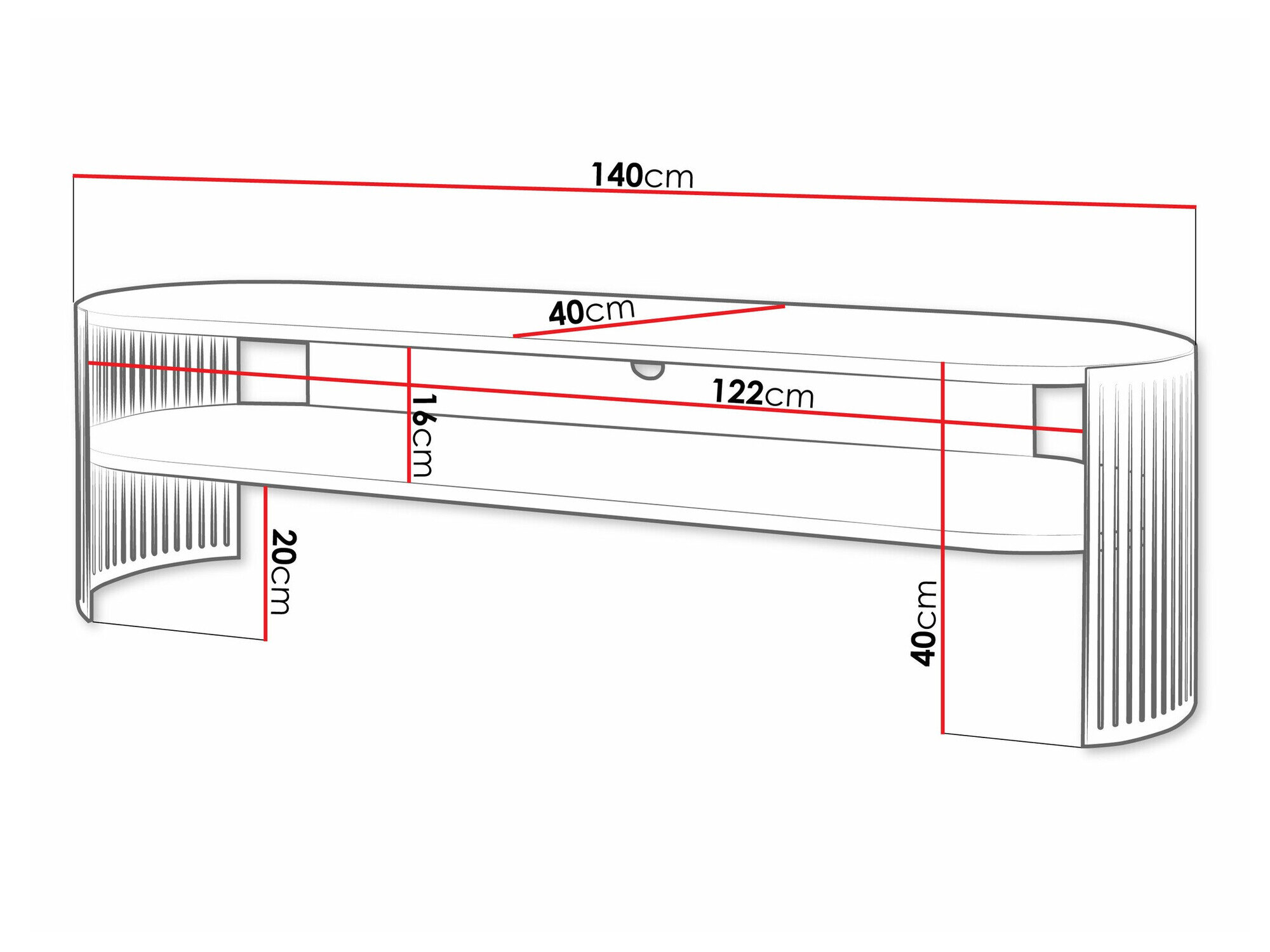 TV-bord Evanola 109 (Sort)
