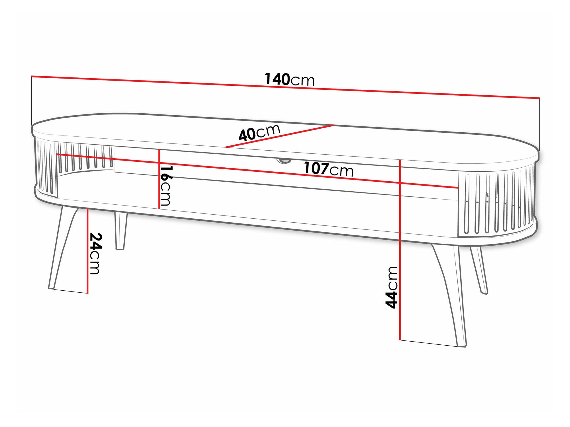 TV-bord Sordore 109 (Gylden + Hvid)
