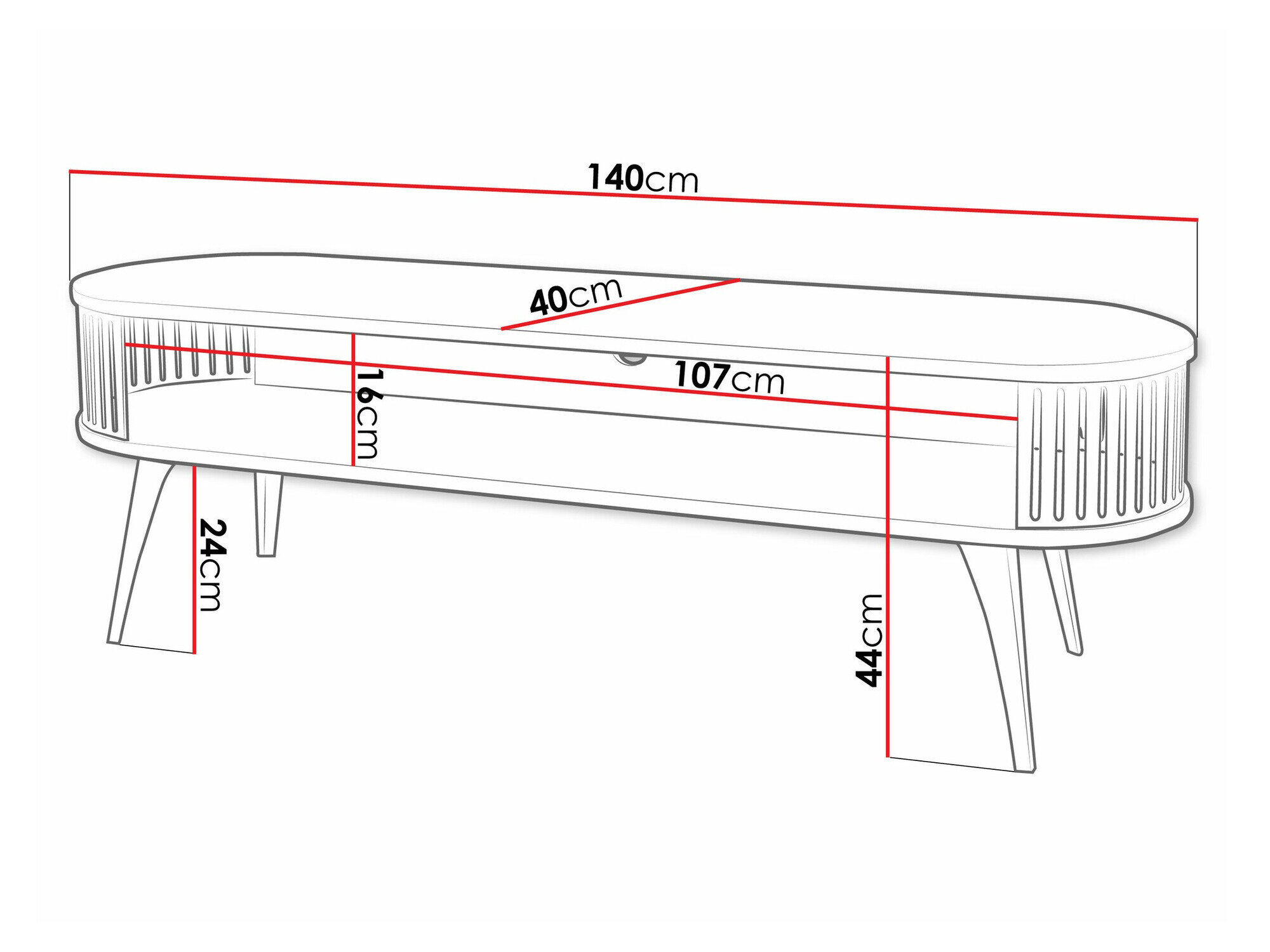 TV-bord Vitum II (Lyserød + Hvid)