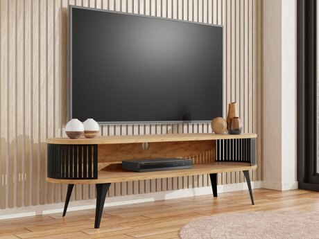 TV-bord Vitum (Sort + Craft gylden eg)