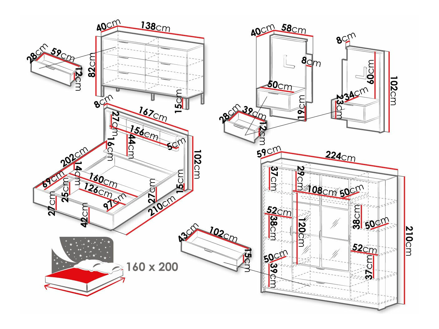 Soveværelsessæt Flodale 106