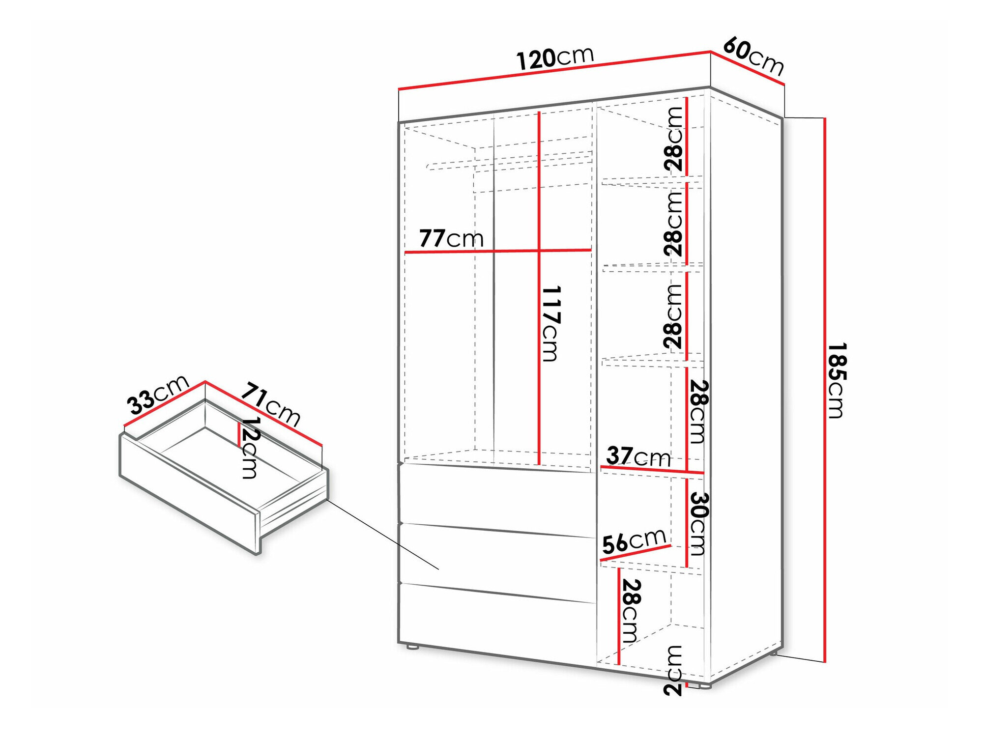 Garderobeskab Domcali 100 (Beige + Egetræ)