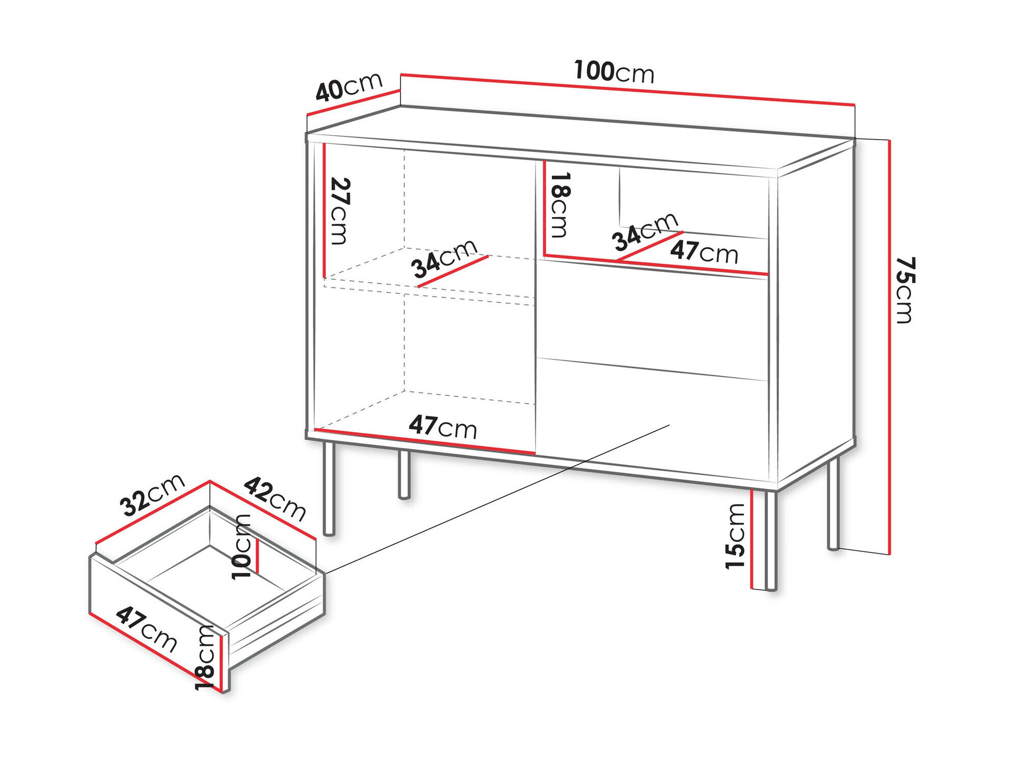 Kommode Tolete 100 (Beige)