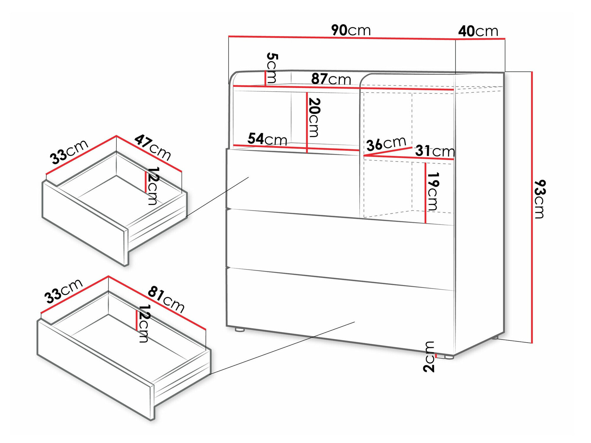 Kommode Domcali 109 (Grå + Egetræ)