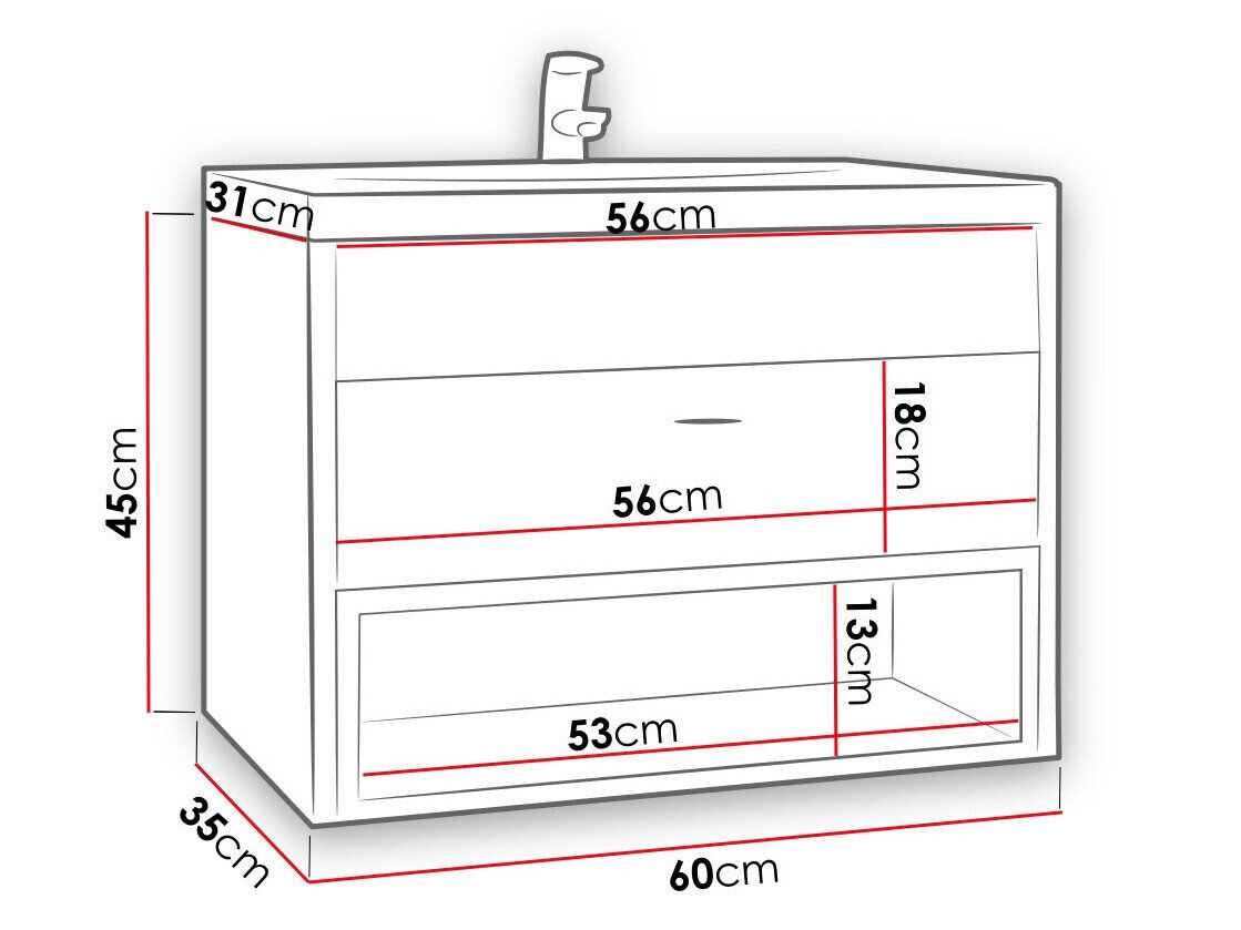 Hangend badkamermeubel voor wastafel Velum (Artisan eiken + Zwart)