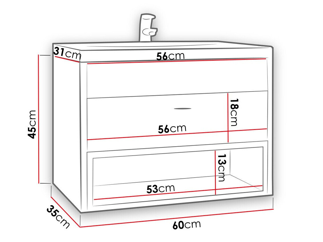 Hangend badkamermeubel voor wastafel Velum (Wit + Artisan eiken)