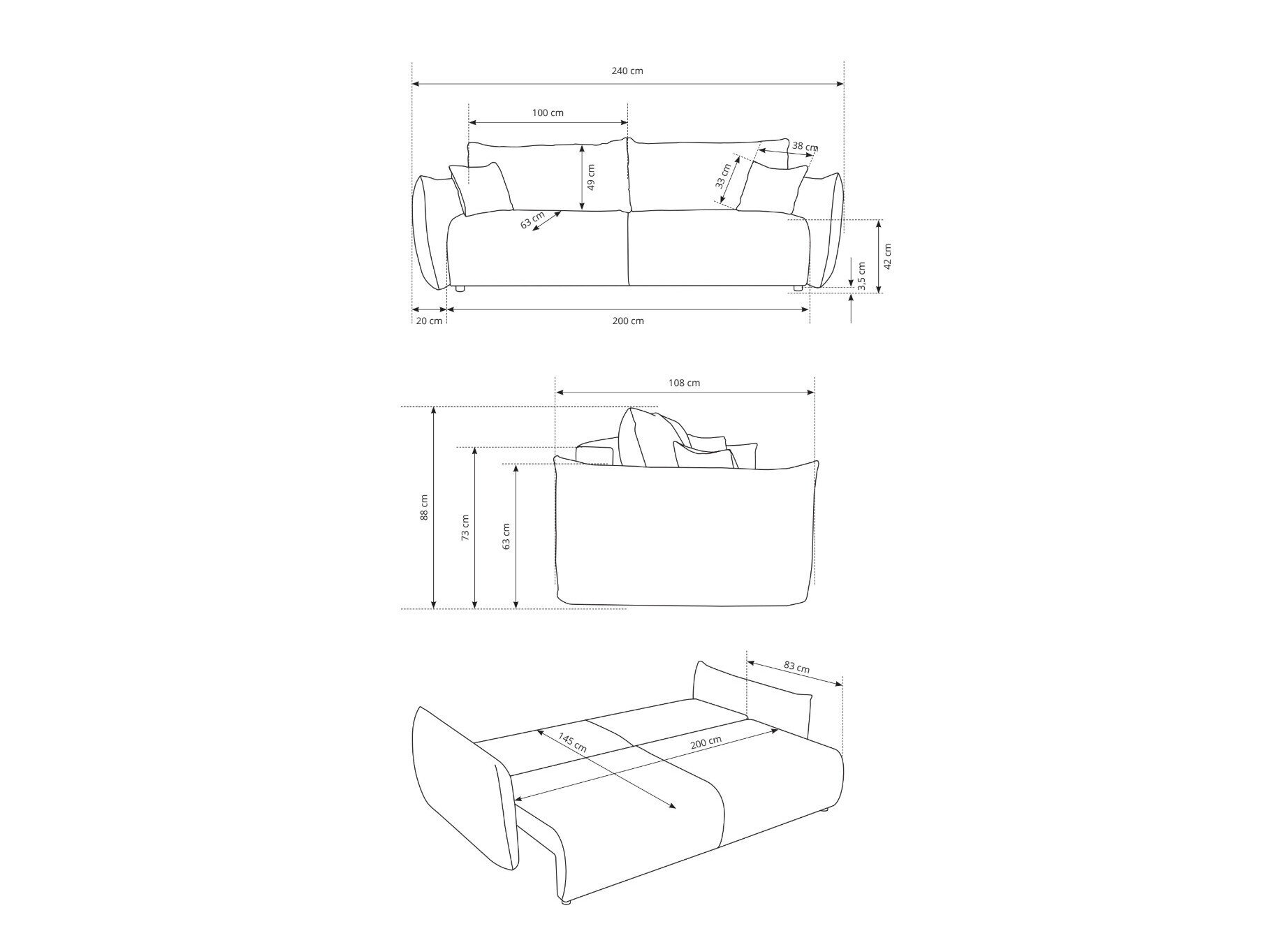 Sovesofa Kingston 150 (Melody 14)