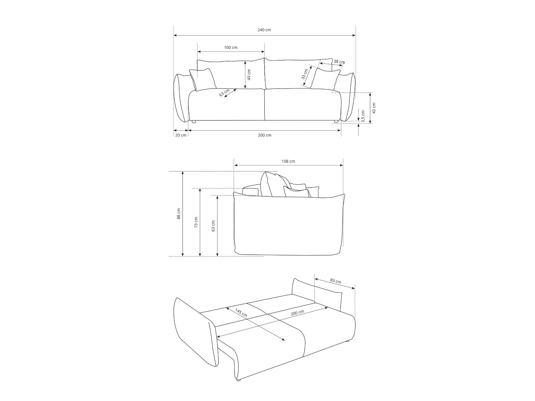 Sovesofa Kingston 150 (Tilia 01)
