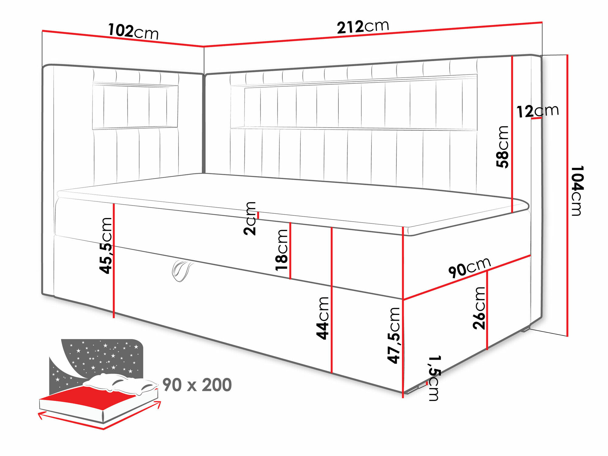 Boxspring postelja Lucus VIII (Soft 017 + Fresh 34)