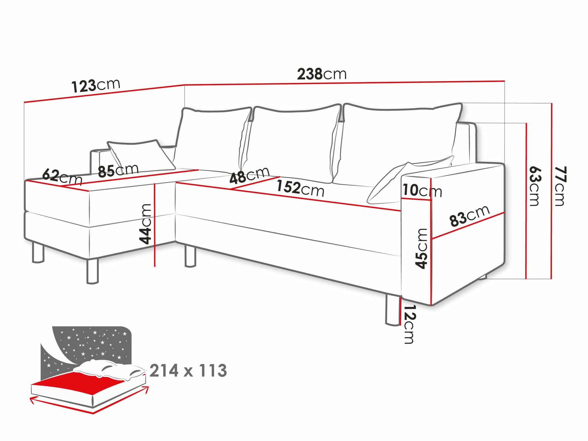 Canapé d'angle Delaware 100 (Alova 04 + Alova 10)