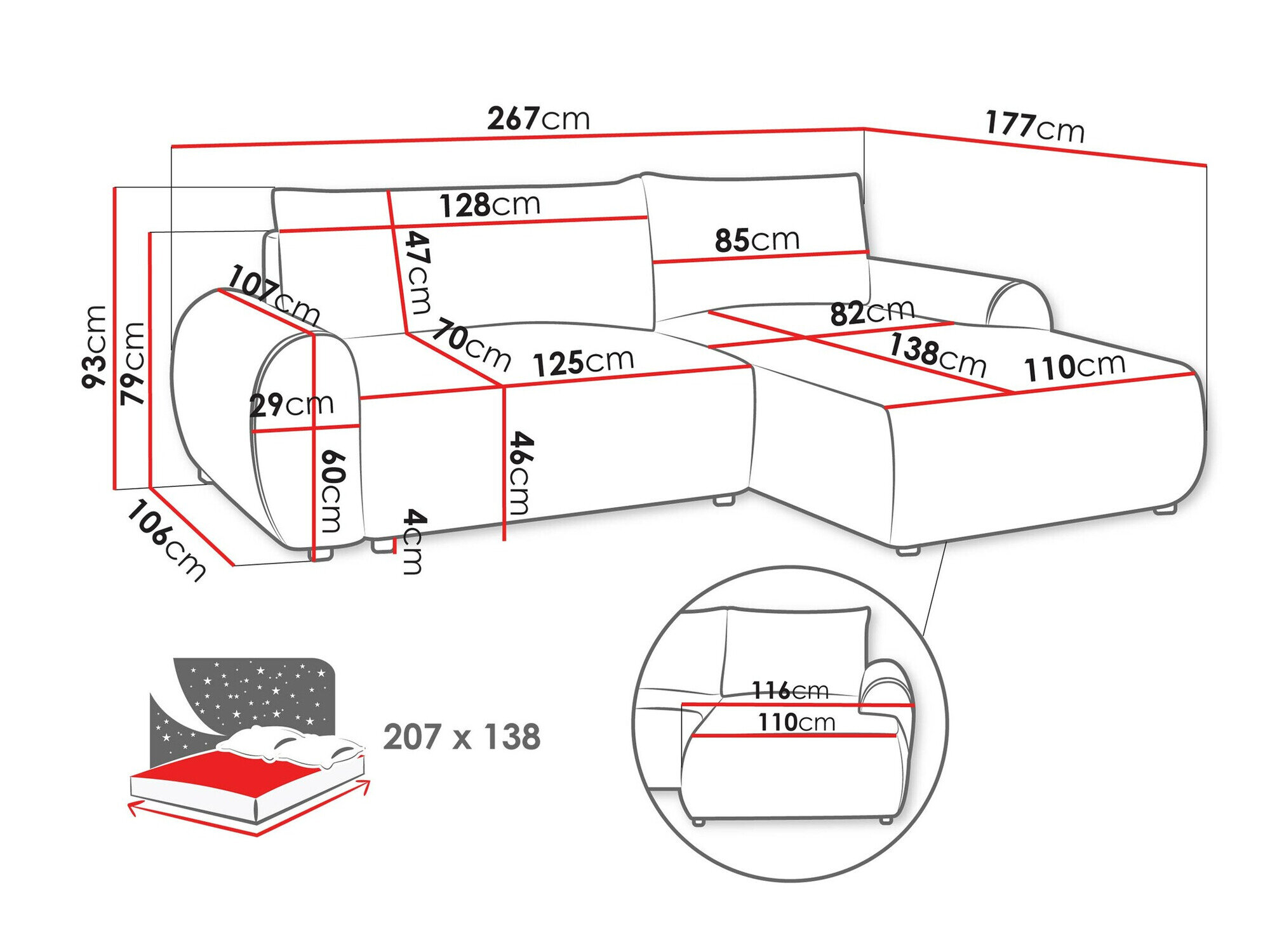Hjørnesofa TrendyNest 103 (Tilia 90)