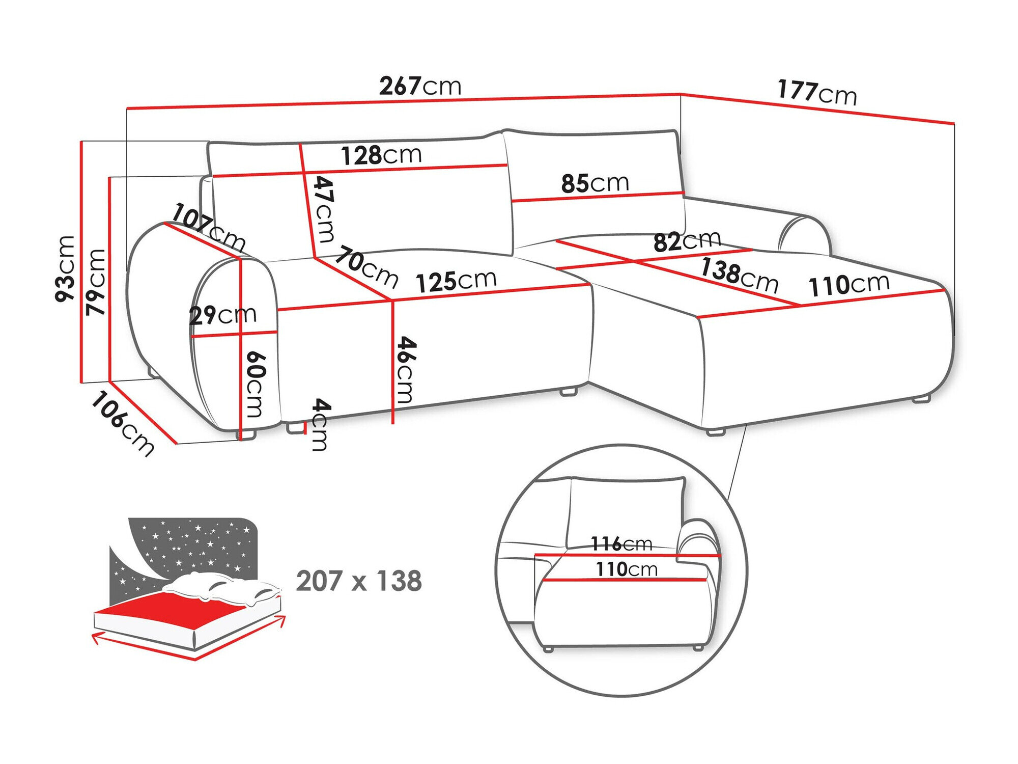 Hjørnesofa TrendyNest 103 (Tilia 90)