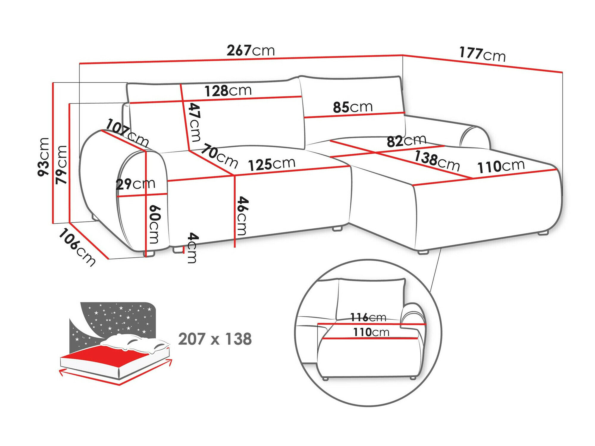 Hjørnesofa TrendyNest Strigina (Tilia 17)
