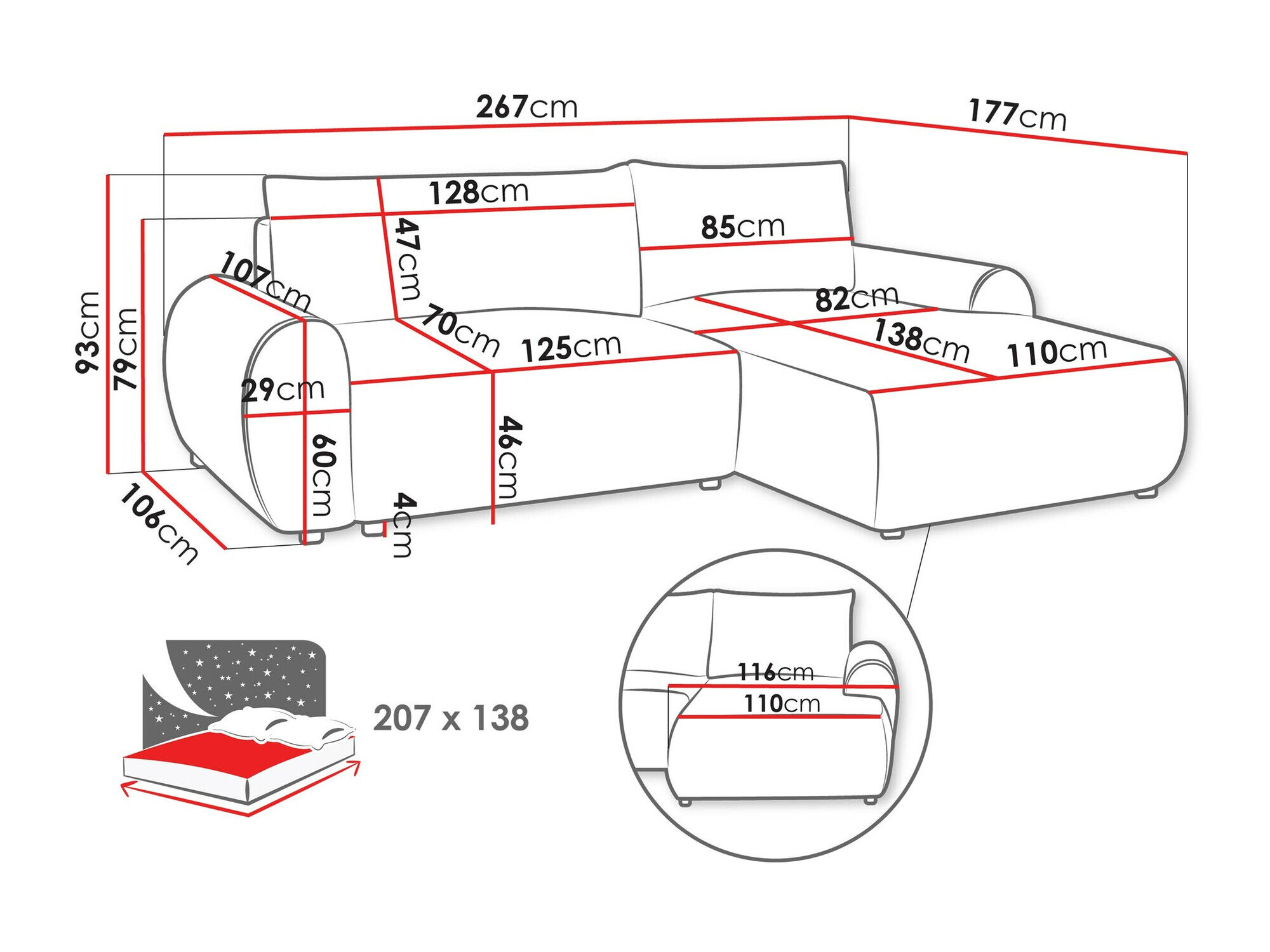 Hjørnesofa TrendyNest Strigina (Tilia 86)
