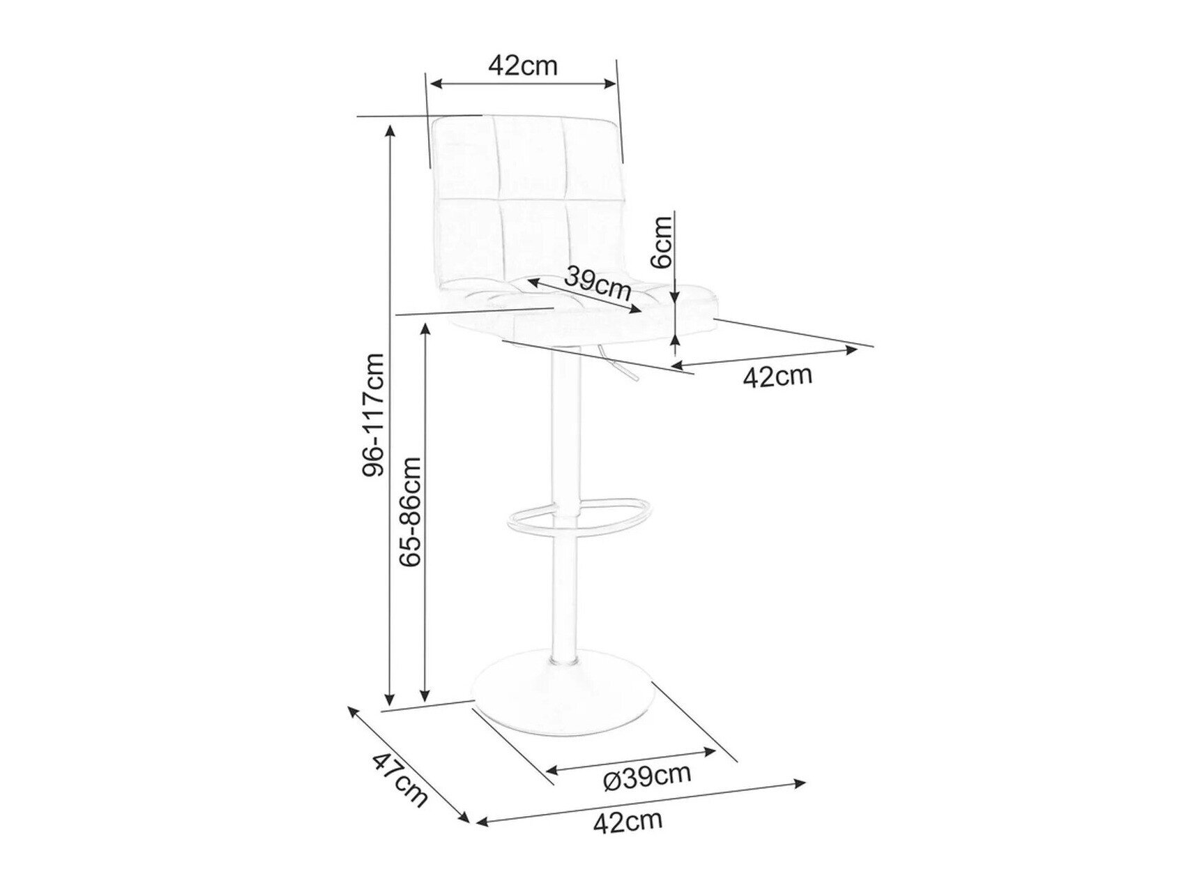 Barstol Detroit 683 (Sort)
