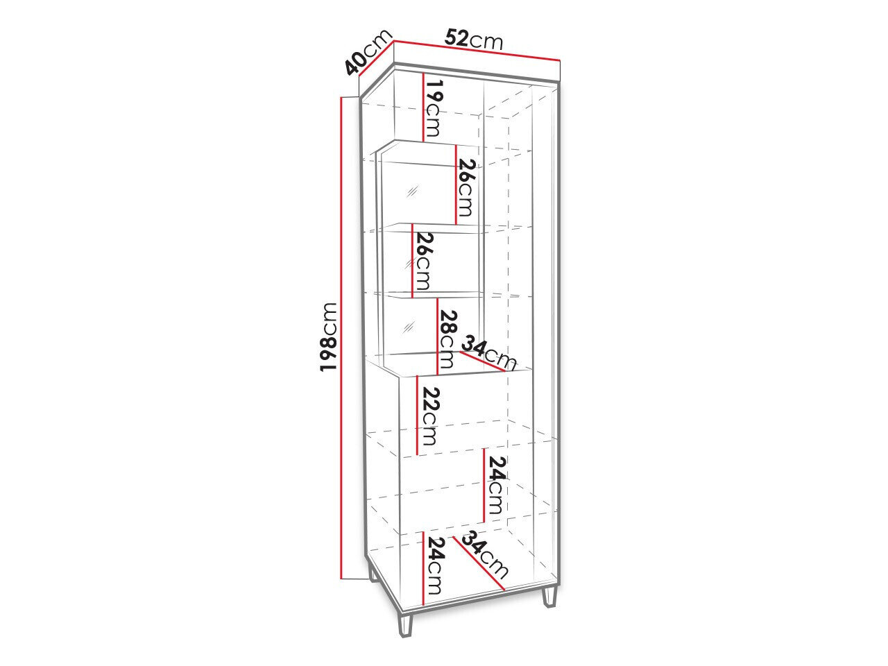 Reol Florem I (Hvid + Glansfuld hvid)