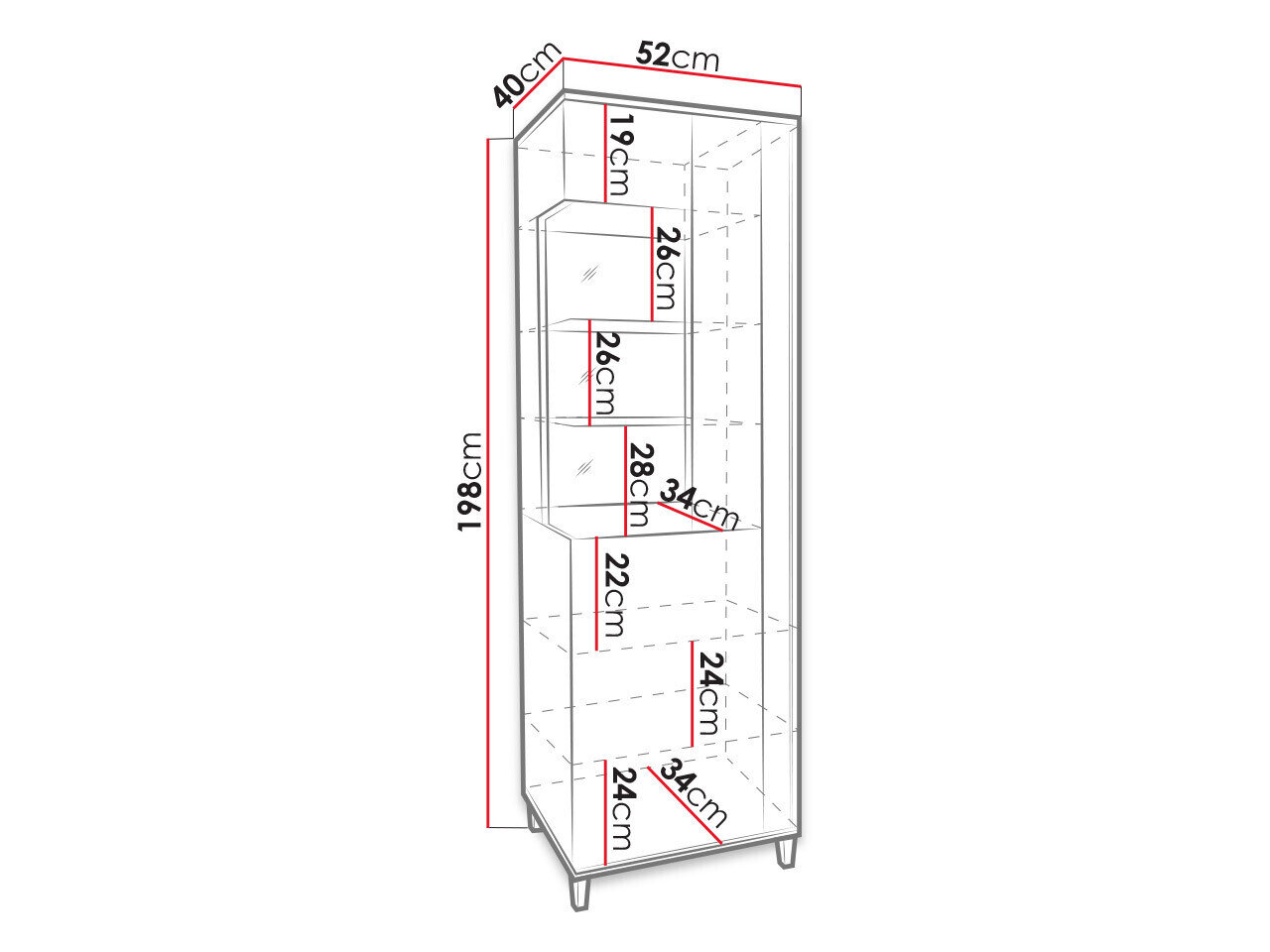 Reol Livseri 108 (Hvid + Glansfuld hvid + Blank sort)