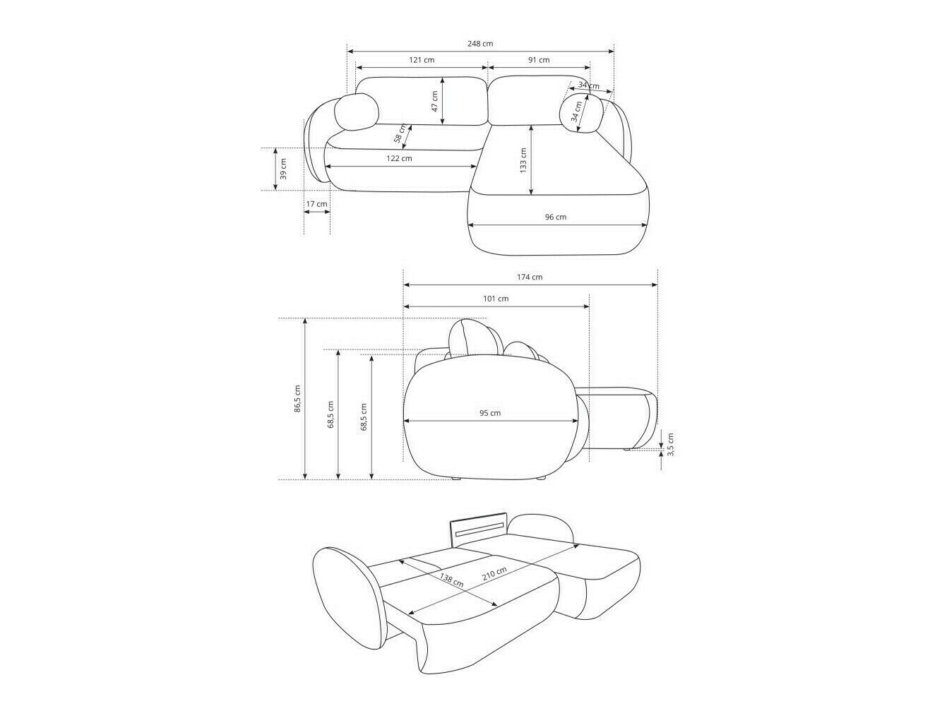 Hjørnesofa Kingston 140 (Siruco 65)