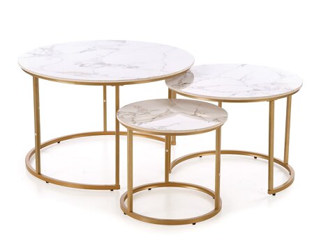Salontafel set Houston 1884 (Gouden + Wit marmer)