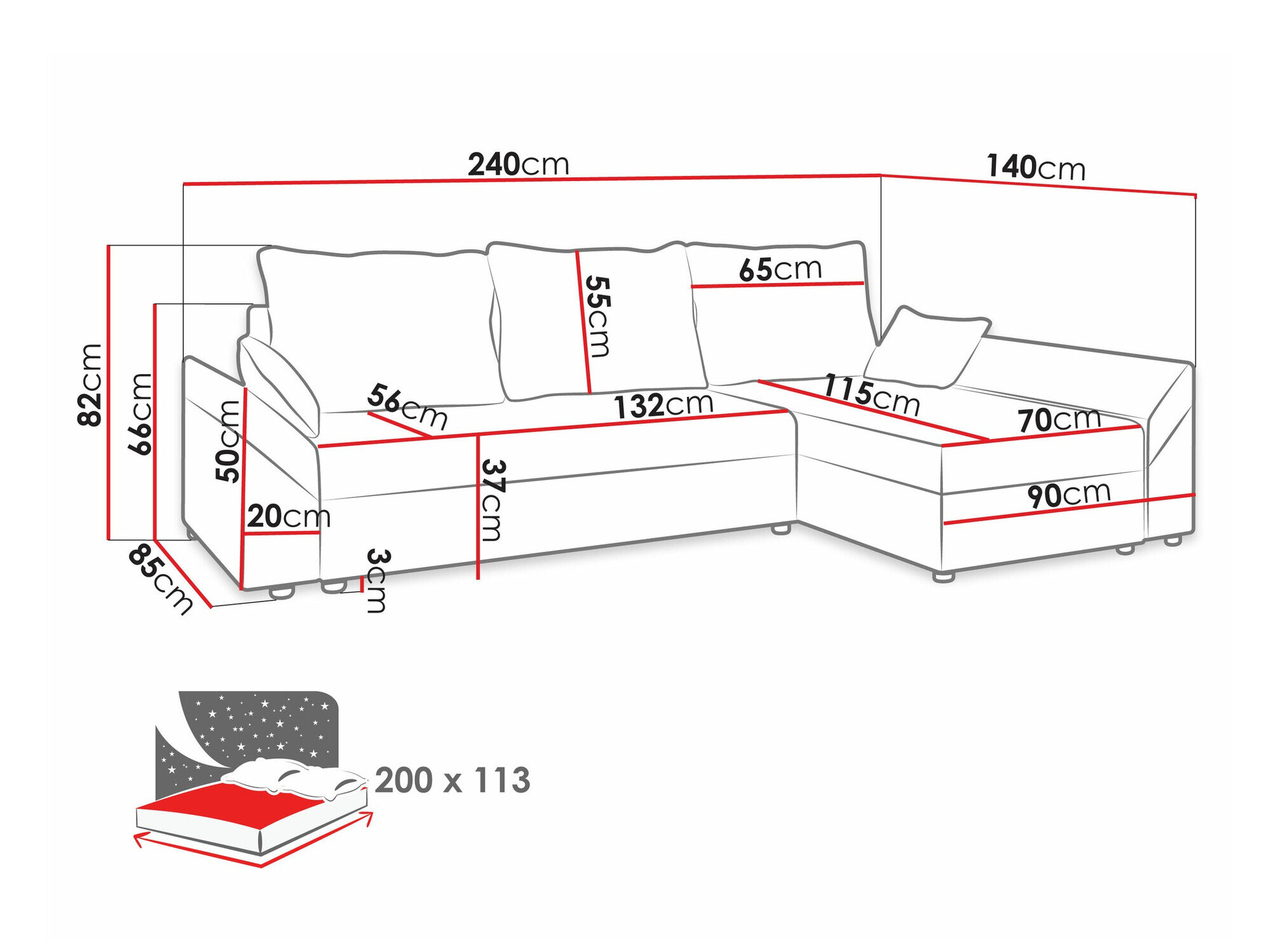 Hjørnesofa Memphis 104 (Alova 46 + Alova 04)