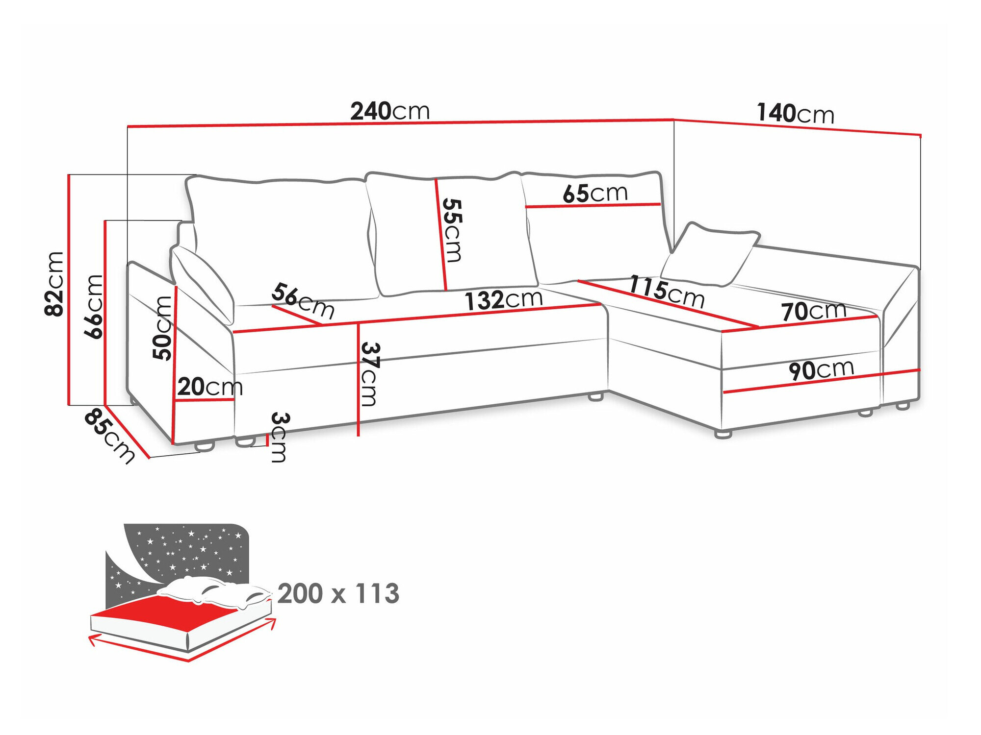 Hjørnesofa Memphis 130 (Muna 02 + Muna 03)