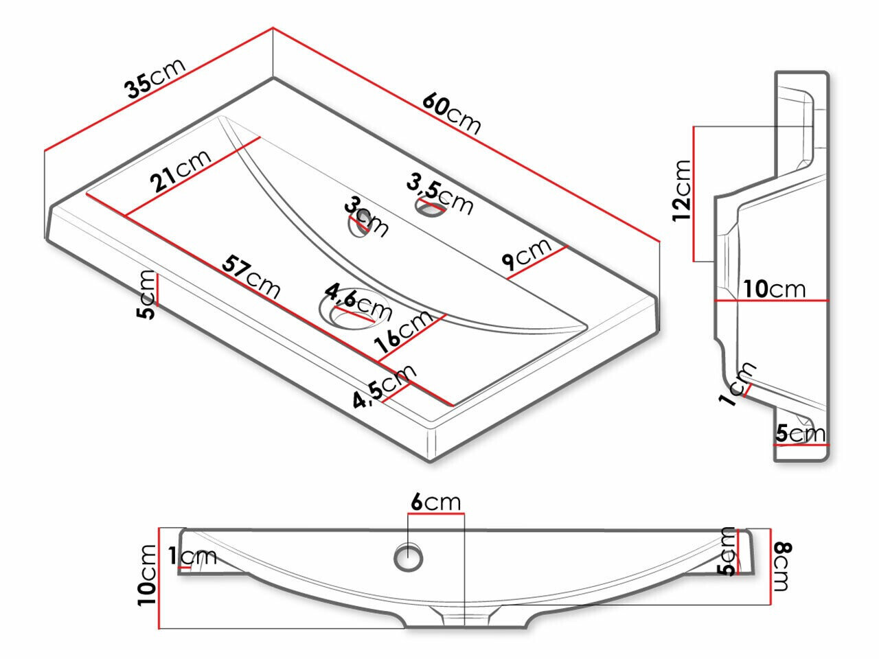 Badkamerset Sarasota 123 (Wit + Glanzend wit)