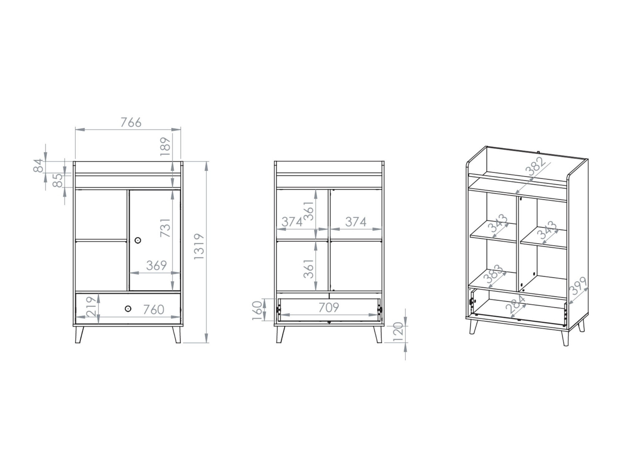 Dressoir Tortoli 103 (Grijs)